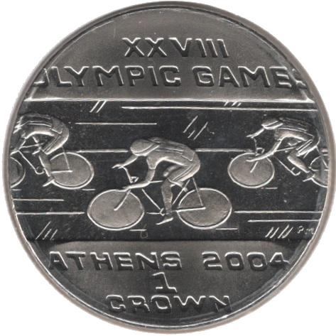 Isle of Man 1 Crown - Elizabeth II Olympic Games Athens - Cyclists reverse