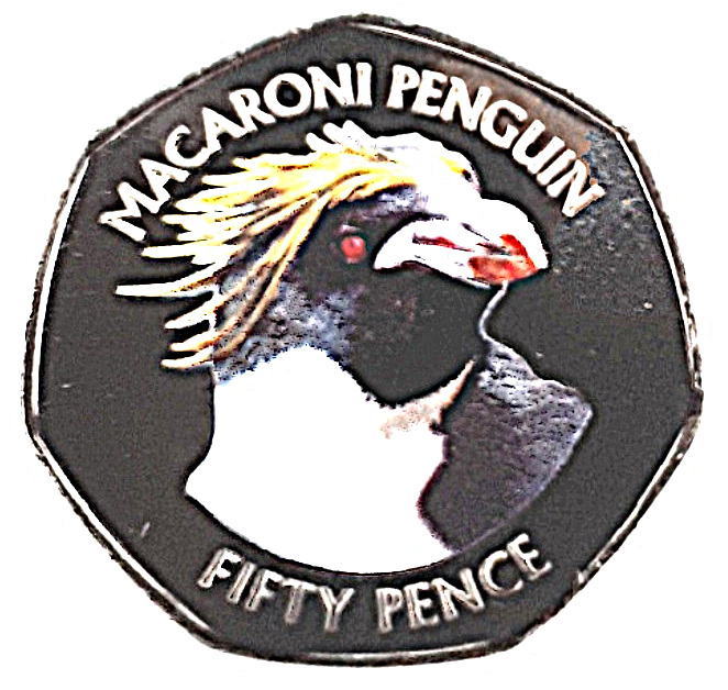 Falkland Islands 50 Pence - Elizabeth II Macaroni Penguin; Coloured