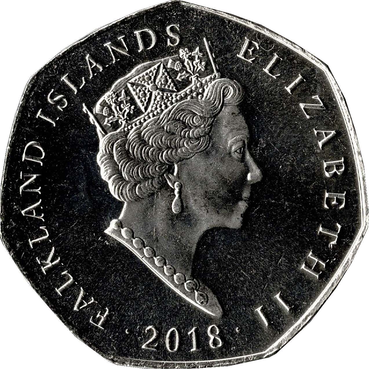 Falkland Islands 50 Pence - Elizabeth II Southern Rockhopper; Coloured obverse