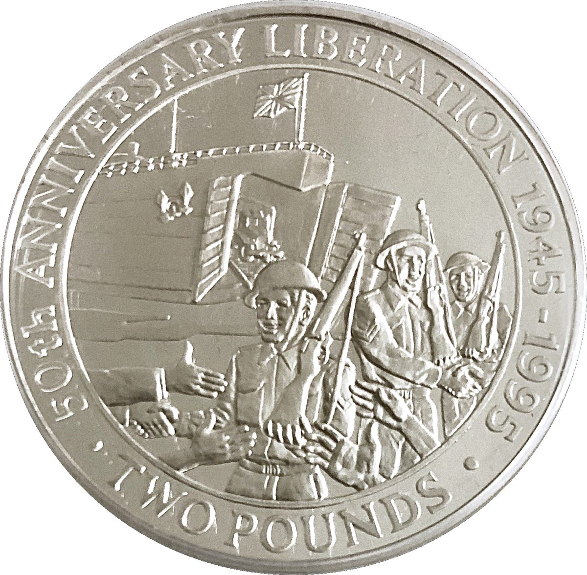 Guernsey 2 Pounds - Elizabeth II 50th Anniversary of Liberation