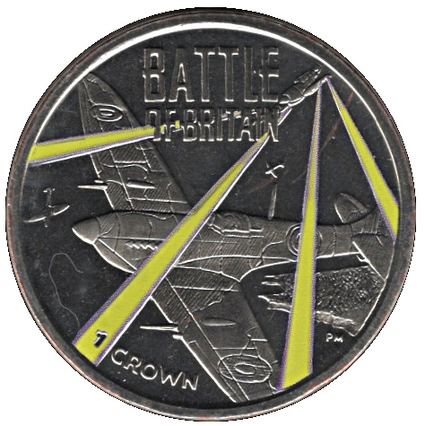 Isle of Man 1 Crown - Elizabeth II Battle of Britain; Coloured