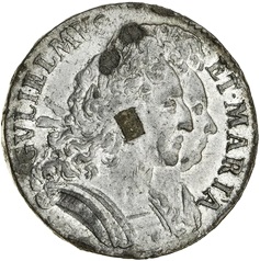 ½ Penny - William and Mary cuirassed busts obverse