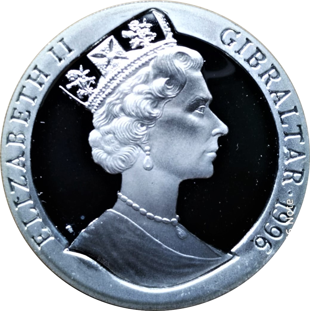 Gibraltar 1 Crown - Elizabeth II Euro '96; Goaliath obverse