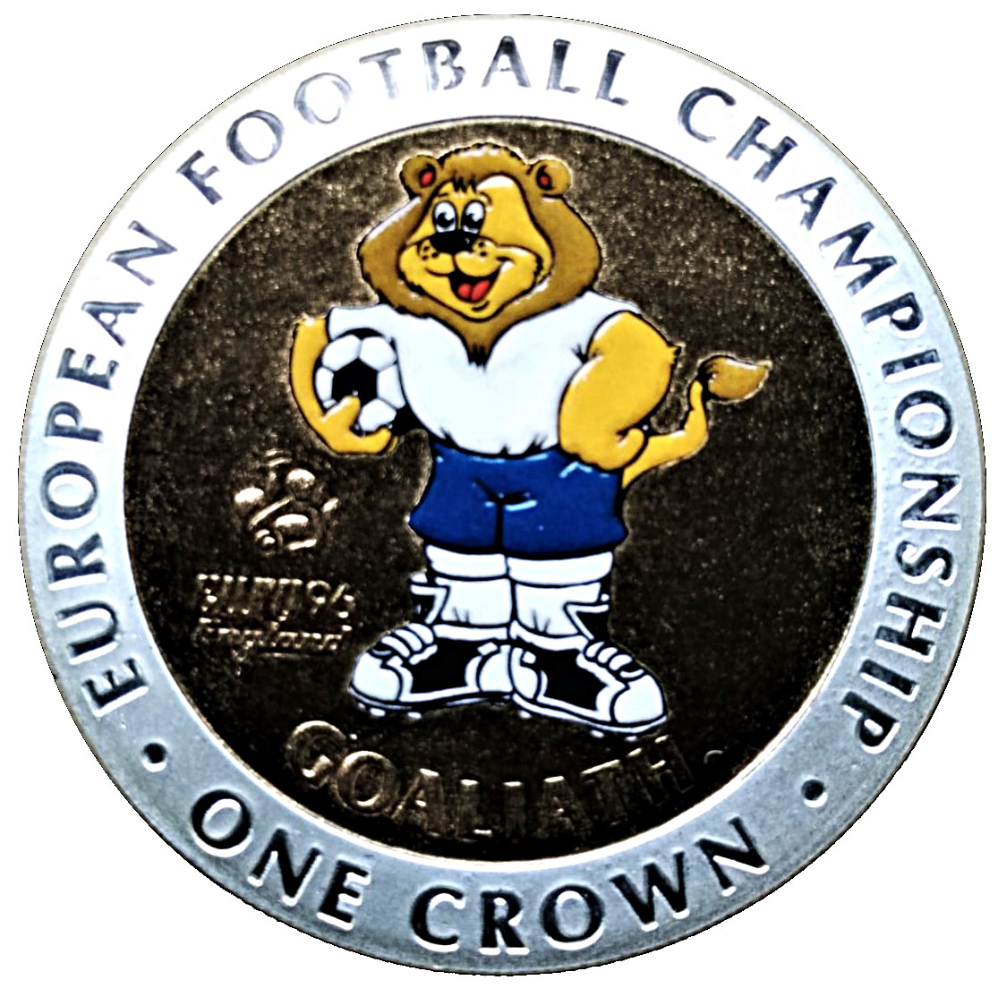 Gibraltar 1 Crown - Elizabeth II Euro '96; Goaliath reverse