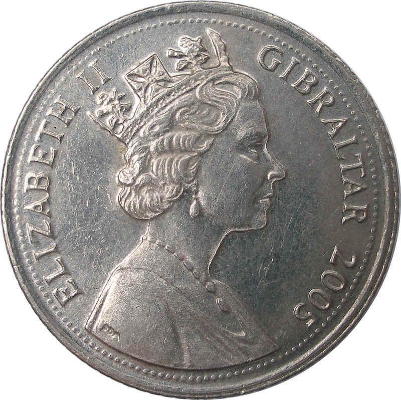 Gibraltar 10 Pence - Elizabeth II The Great Siege obverse