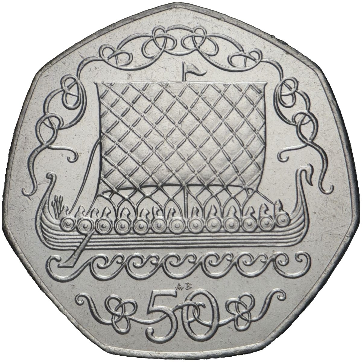 Isle of Man 50 Pence - Elizabeth II Viking Longship