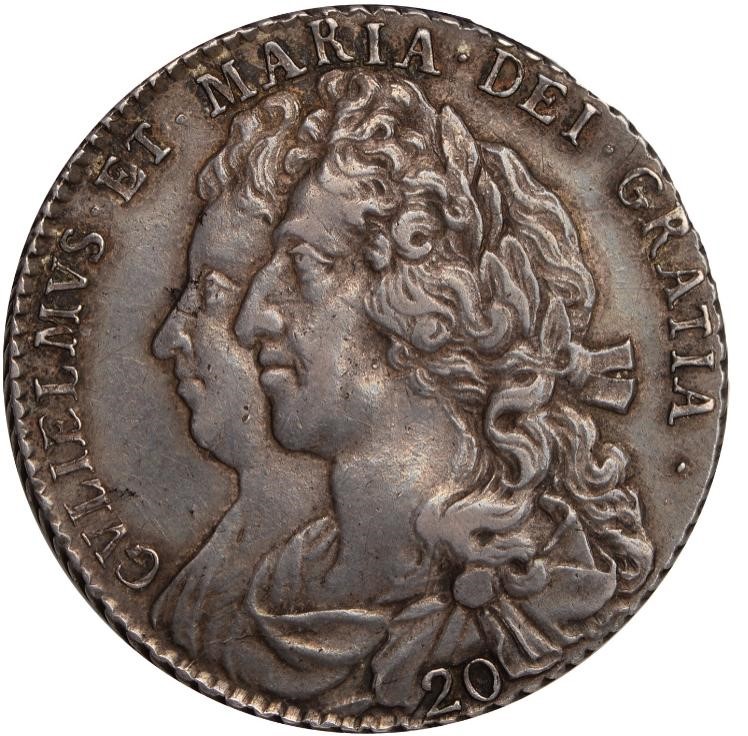 Scotland 20 Shillings - William and Mary obverse