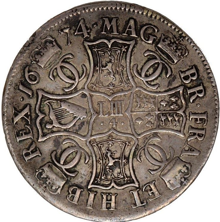 Scotland 4 Merks - Charles II 1st Coinage, Type III reverse