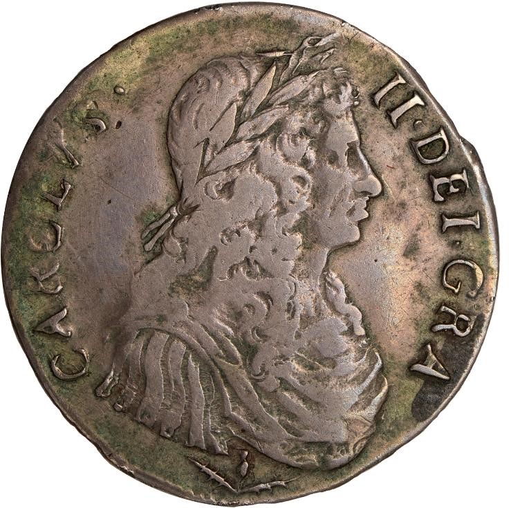 Scotland 2 Merks - Charles II 1st Coinage, Type II obverse