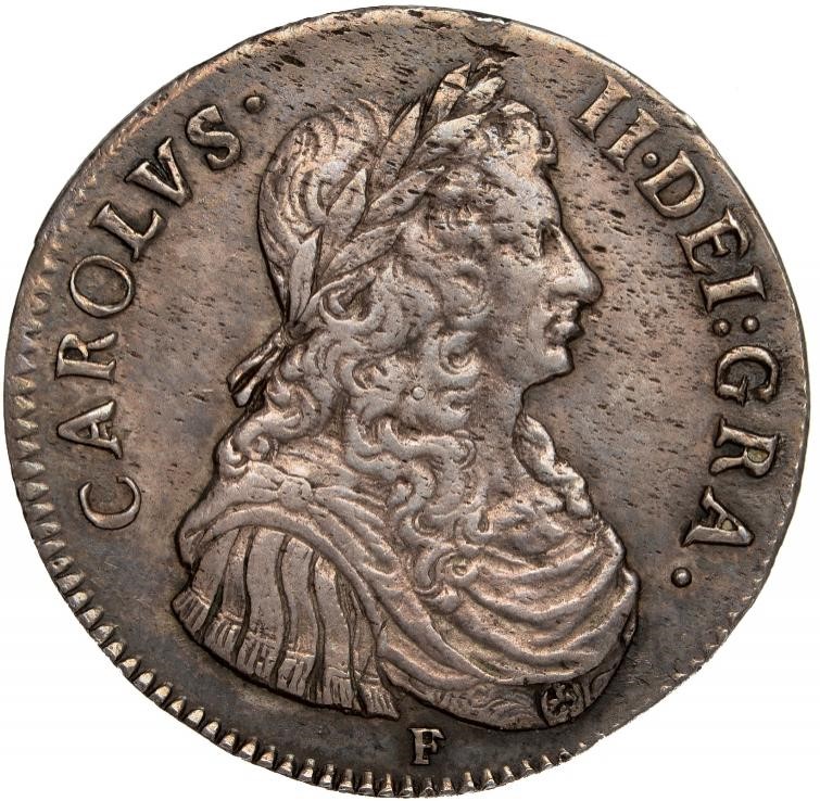 Scotland 2 Merks - Charles II 1st Coinage, Type III obverse