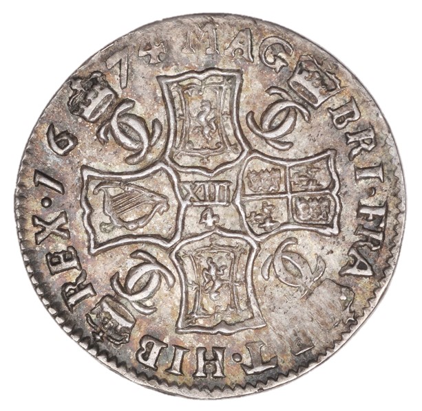 Scotland 1 Merk - Charles II 1st Coinage, Type III reverse