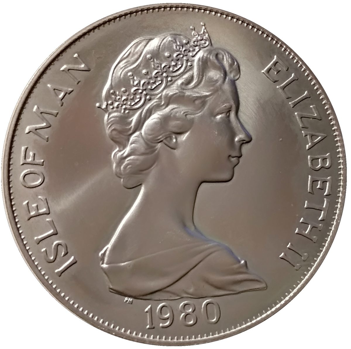 Isle of Man 1 Crown - Elizabeth II Derby; Silver issue obverse