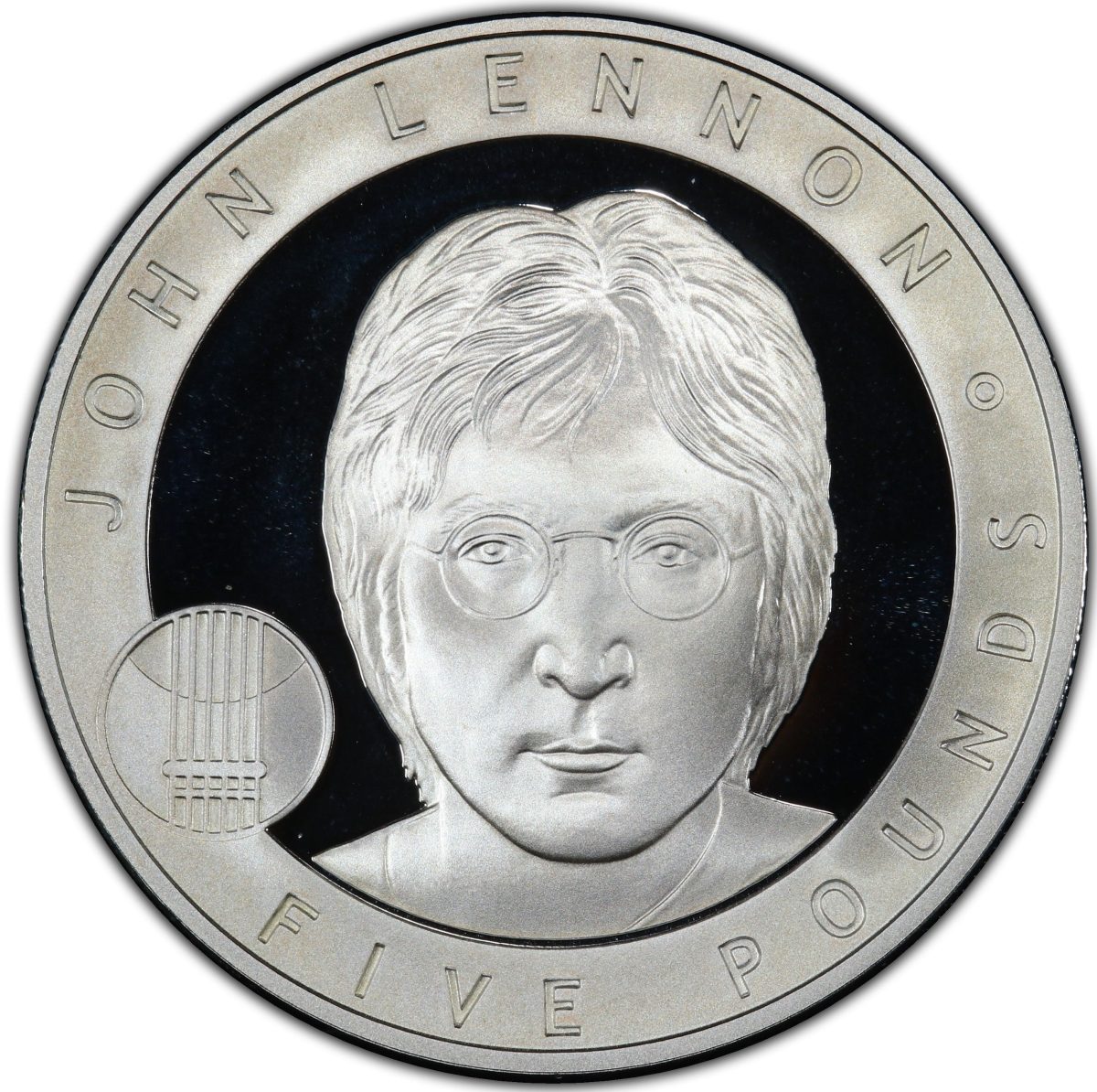 Alderney 5 Pounds - Elizabeth II John Lennon; Silver Proof Issue