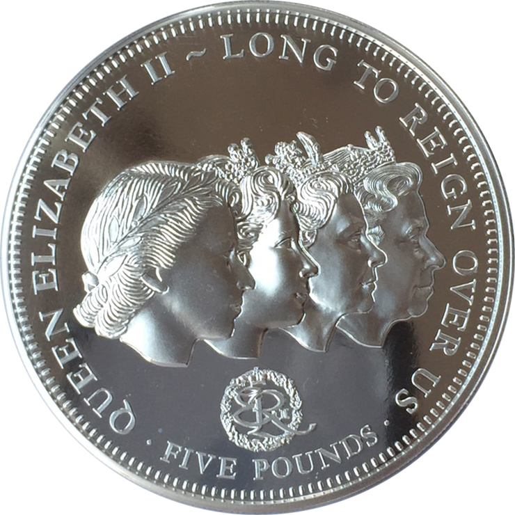 Tristan da Cunha 5 Pounds - Elizabeth II Five Portraits reverse