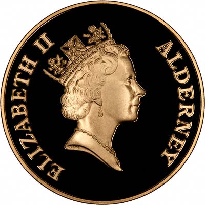 Alderney 2 Pounds - Elizabeth II Total Eclipse of the Sun; Gold Proof obverse