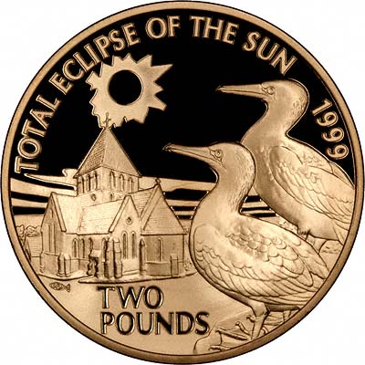 Alderney 2 Pounds - Elizabeth II Total Eclipse of the Sun; Gold Proof
