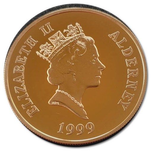 Alderney 5 Pounds - Elizabeth II Sir Winston Churchill; Gold obverse