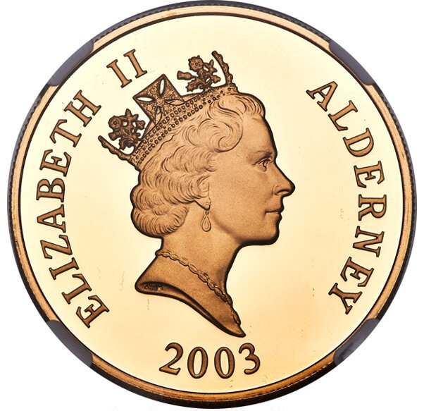 Alderney 5 Pounds - Elizabeth II Last Flight of the Concorde; Gold Proof Issue obverse