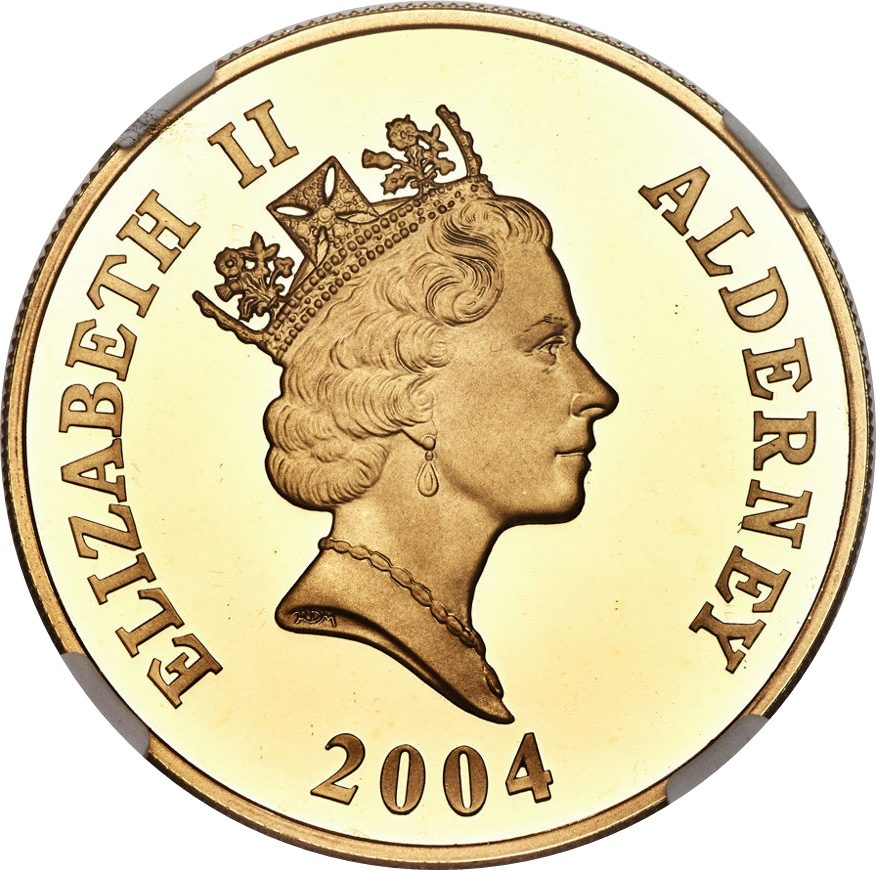 Alderney 5 Pounds - Elizabeth II D-Day; Gold Proof Issue obverse