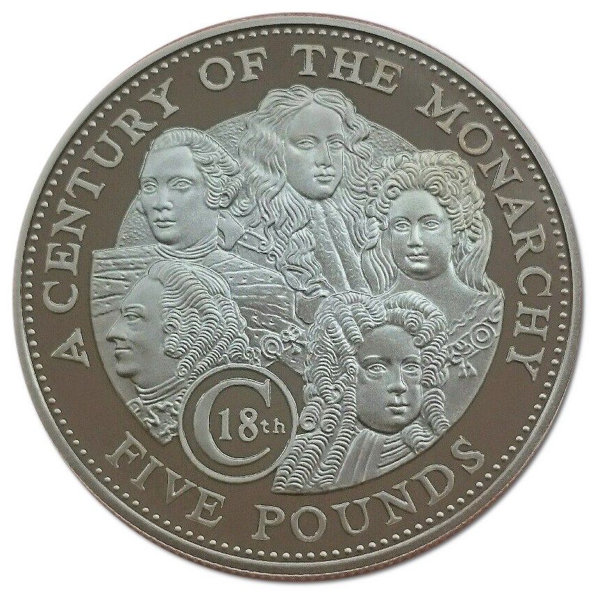 Guernsey 5 Pounds - Elizabeth II 18th Century Monarchy - Silver