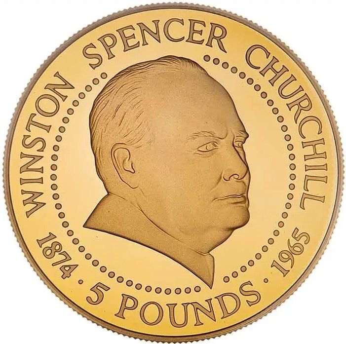 Guernsey 5 Pounds - Elizabeth II Sir Winston Churchill - Gold