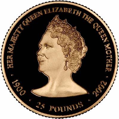 Guernsey 25 Pounds - Elizabeth II Queen Mother reverse