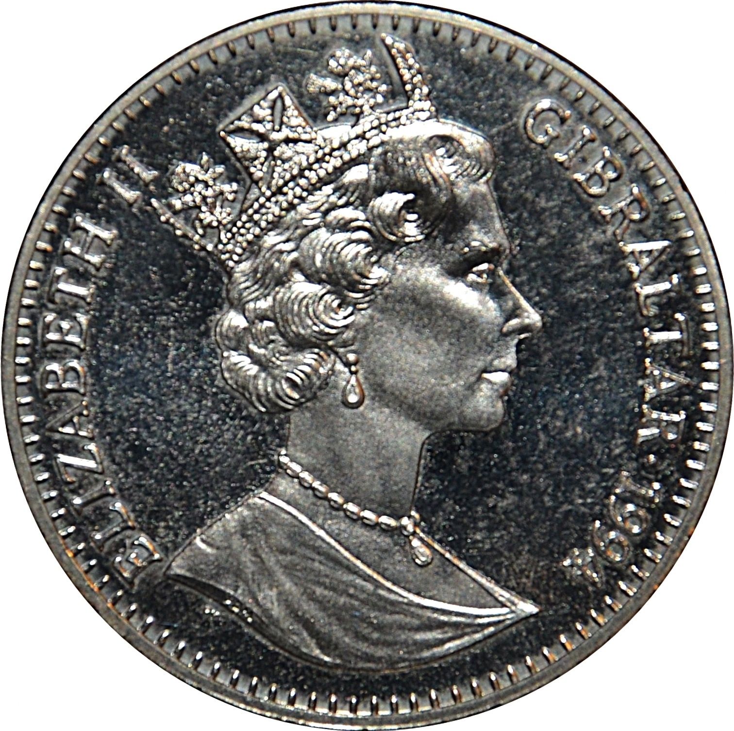 Gibraltar 1 Crown - Elizabeth II First Man on the Moon - Return journey obverse