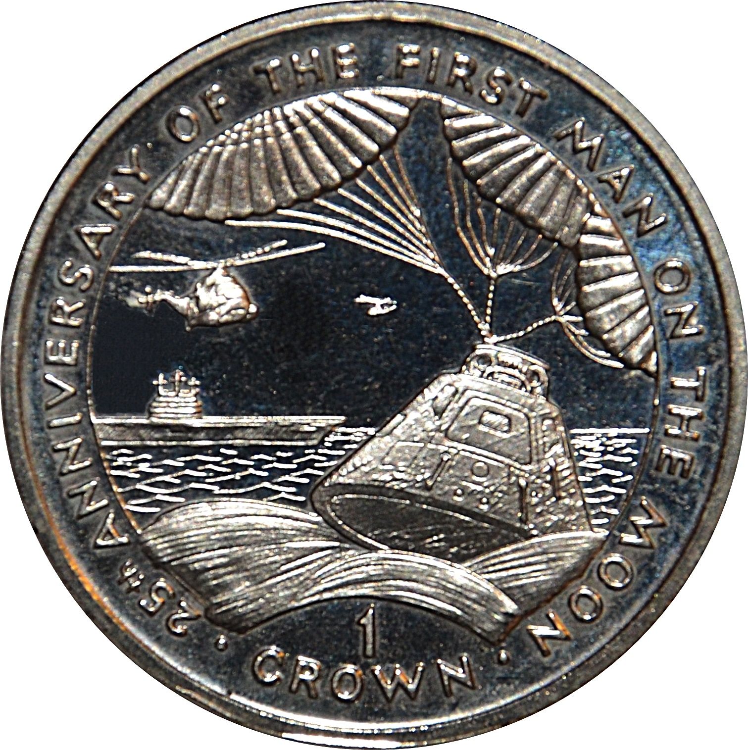 Gibraltar 1 Crown - Elizabeth II First Man on the Moon - Return journey reverse