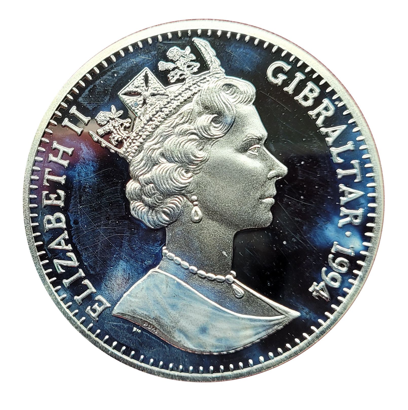 Gibraltar 1 Crown - Elizabeth II First Man on the Moon - Moon Landing; Silver Proof obverse
