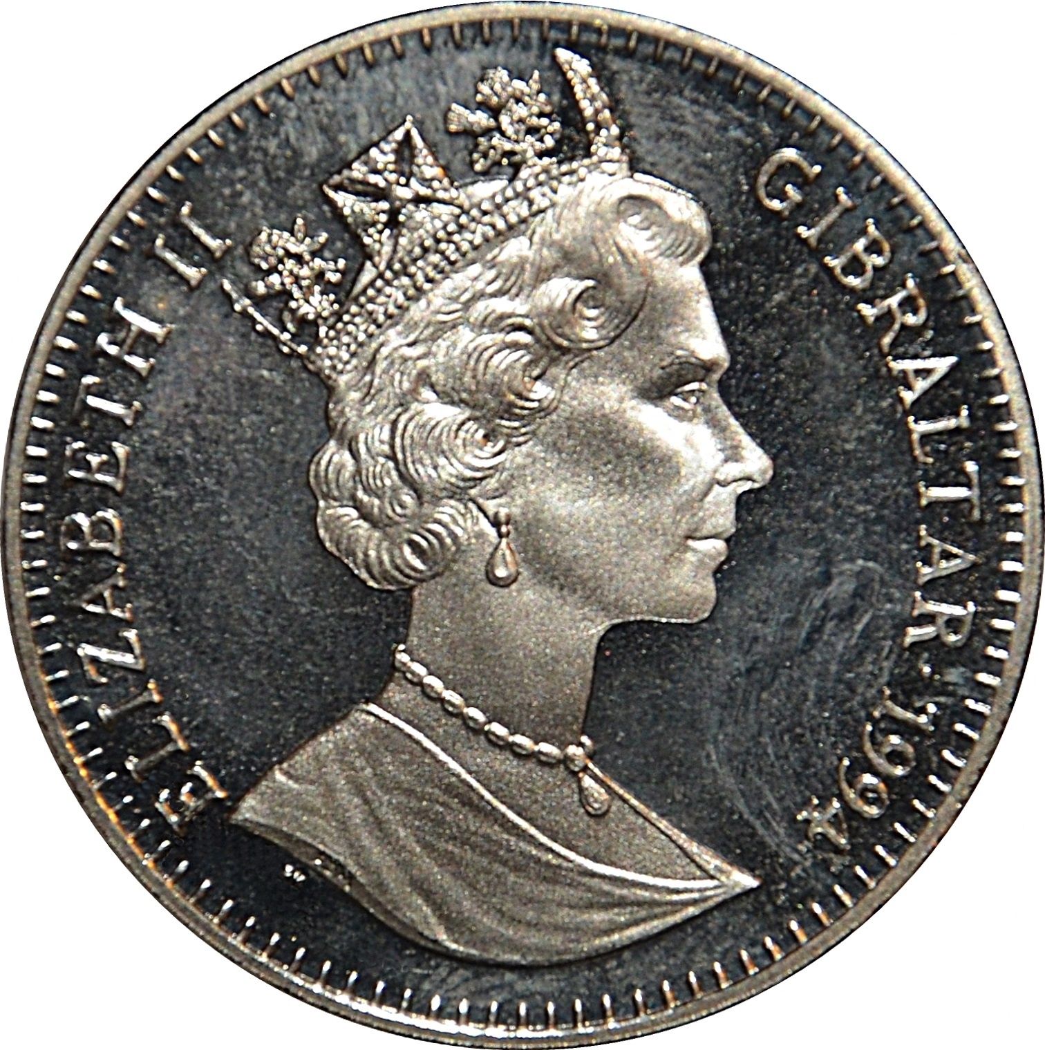 Gibraltar 1 Crown - Elizabeth II First Man on the Moon - One Small Step obverse
