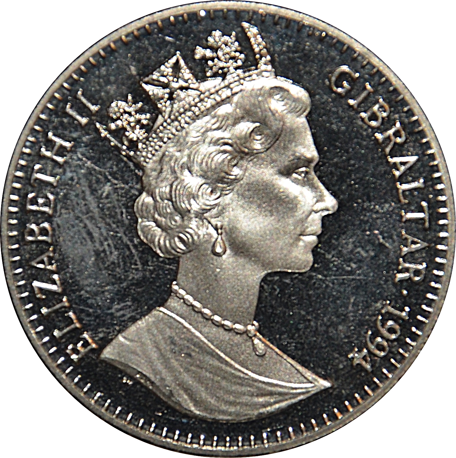 Gibraltar 1 Crown - Elizabeth II First Man on the Moon - Eagle has landed obverse