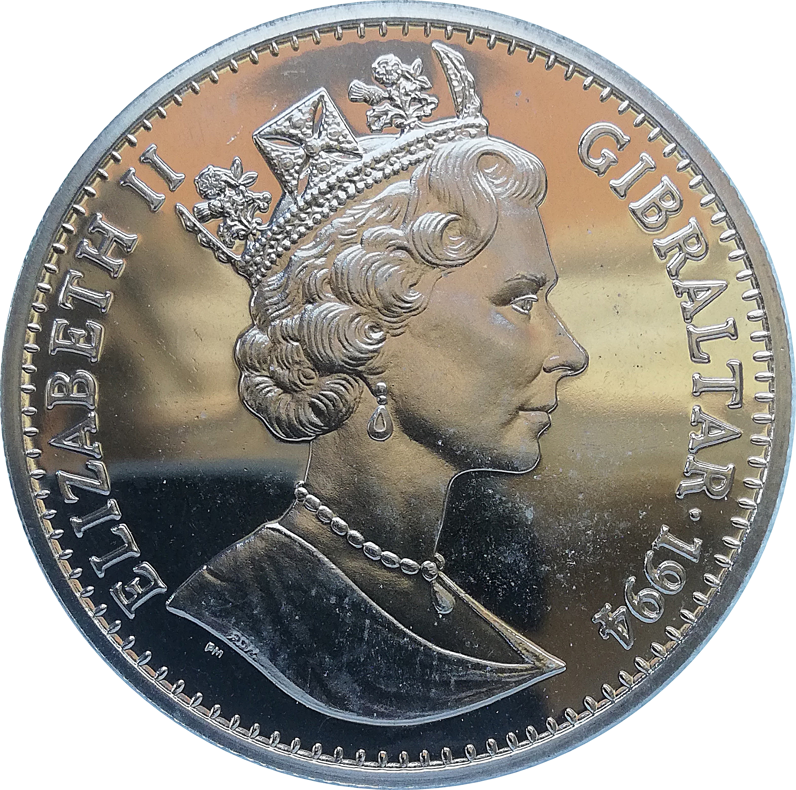 Gibraltar 1 Crown - Elizabeth II The Tale of Peter Rabbit obverse