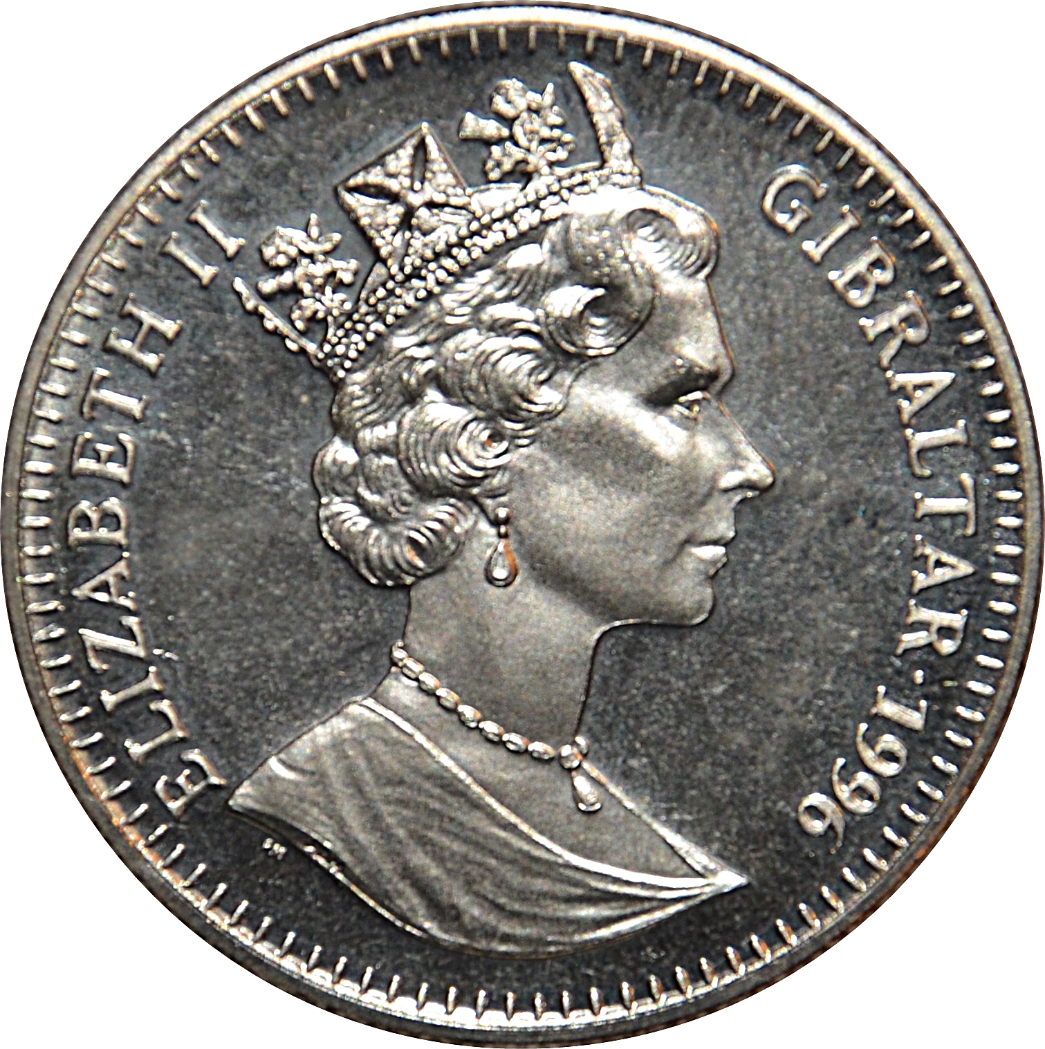 Gibraltar 1 Crown - Elizabeth II Atlanta Olympics - Wrestling obverse