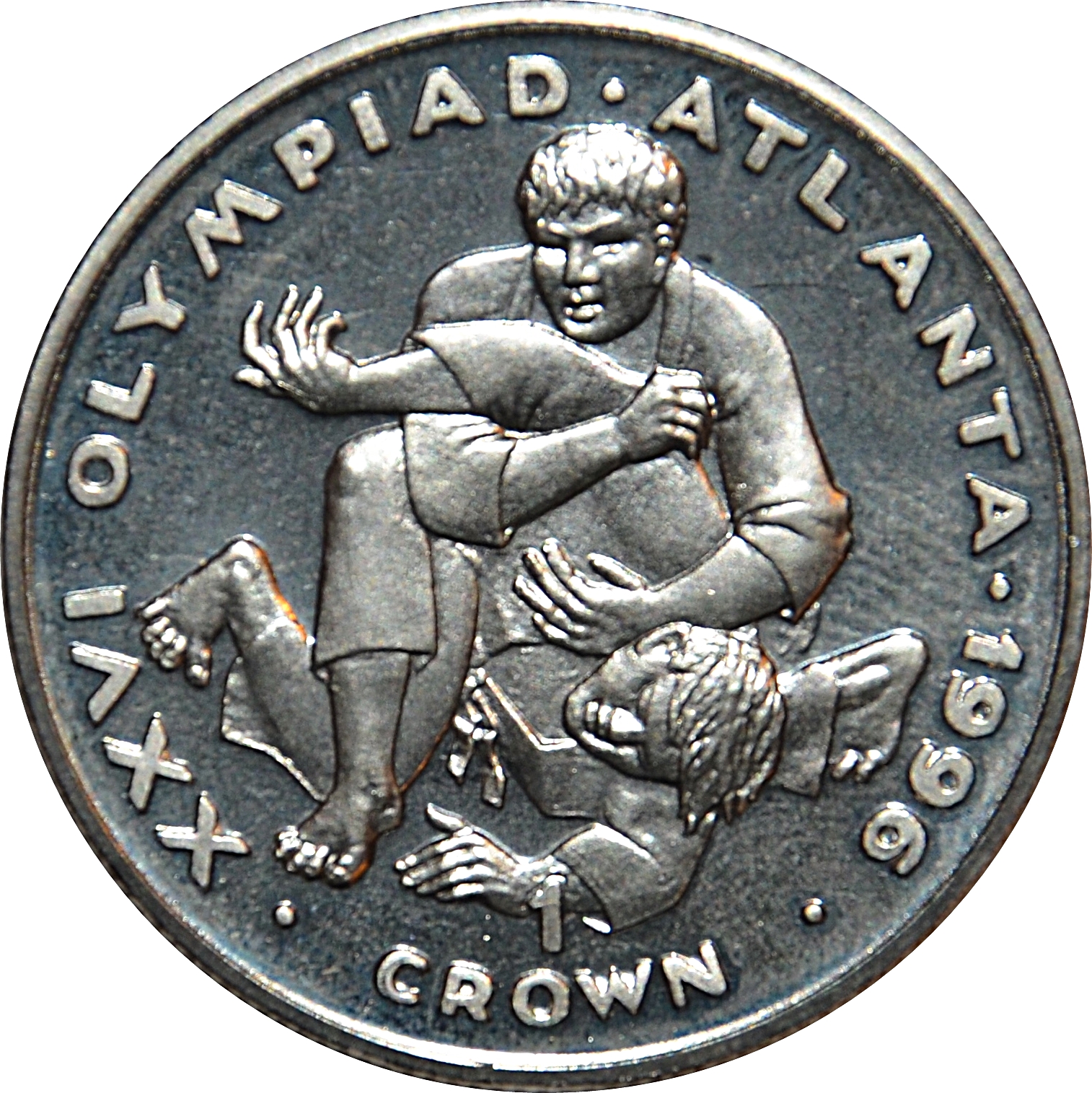 Gibraltar 1 Crown - Elizabeth II Atlanta Olympics - Wrestling reverse