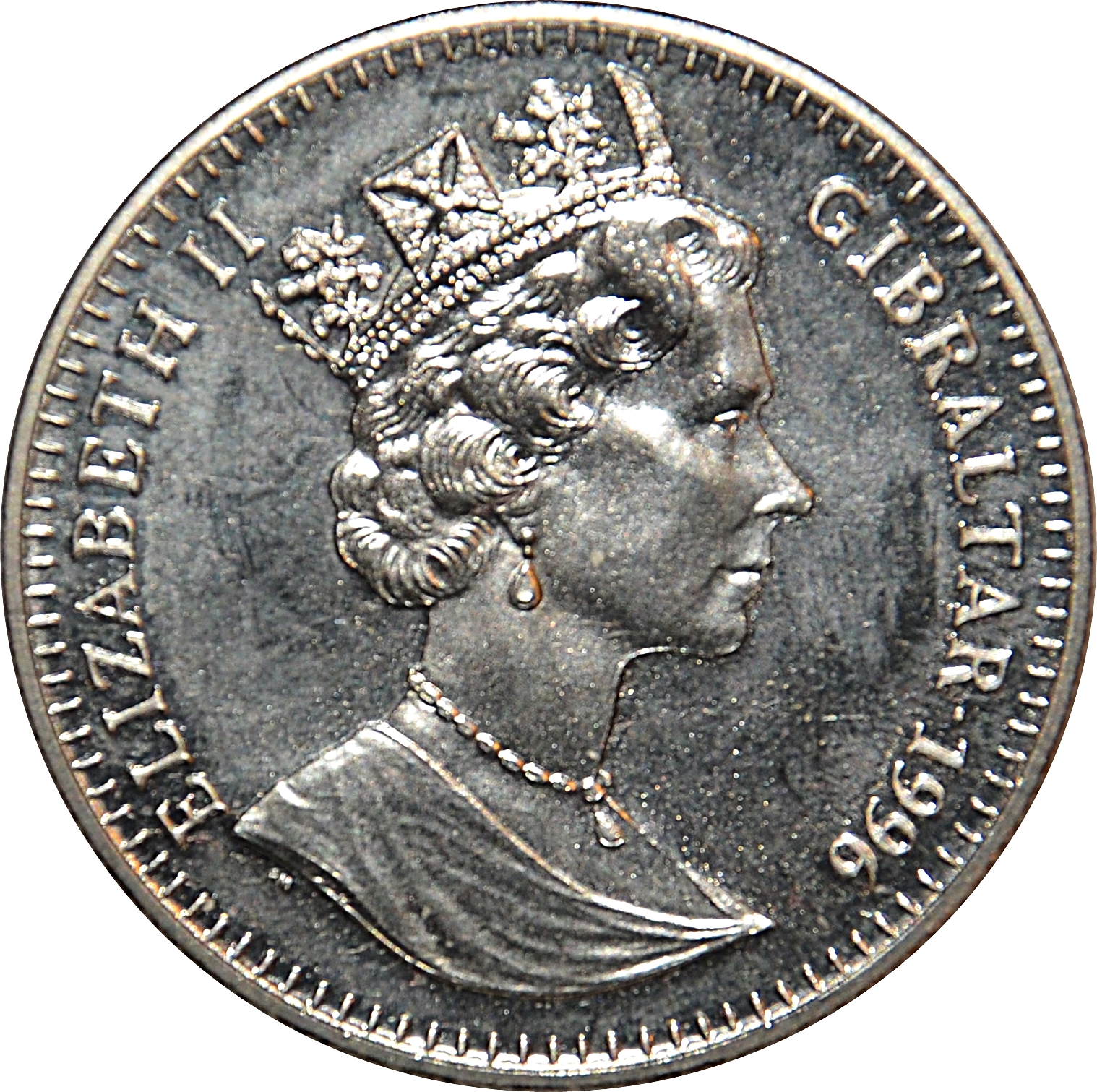 Gibraltar 1 Crown - Elizabeth II Atlanta Olympics - Volleyball obverse