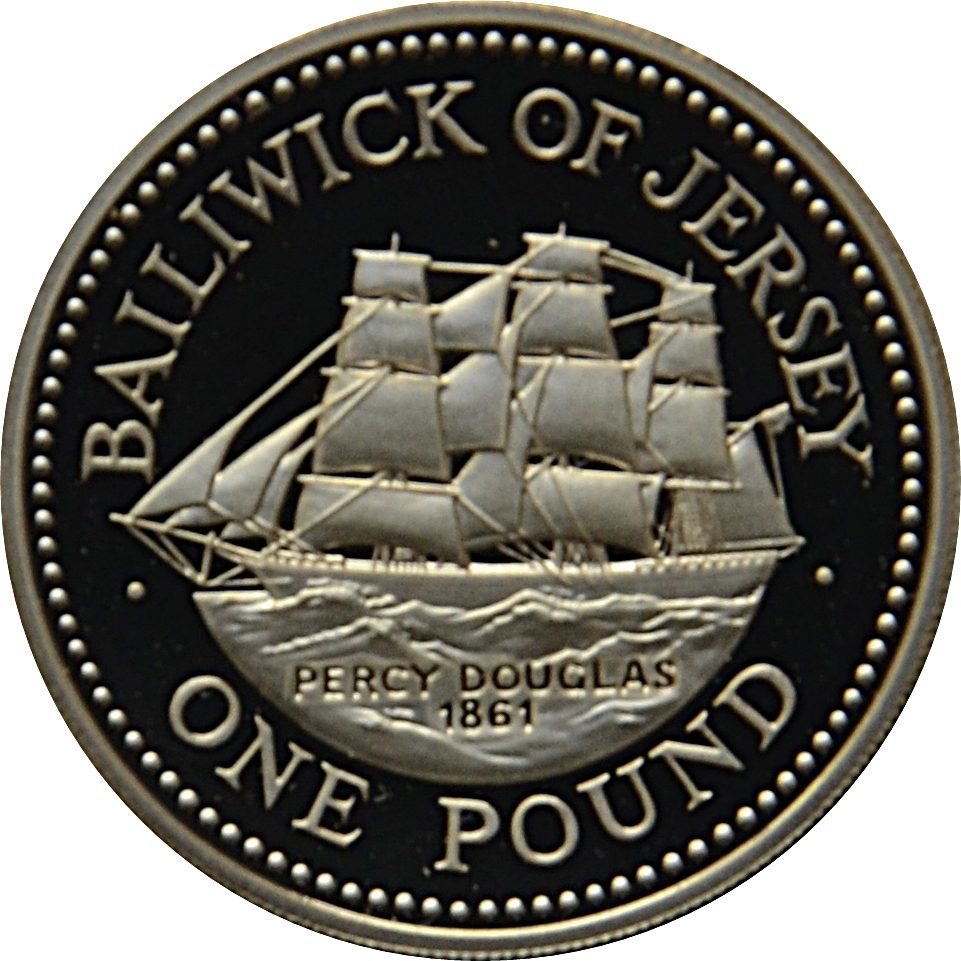 Jersey 1 Pound - Elizabeth II Clipper, Percy Douglas; Silver Proof