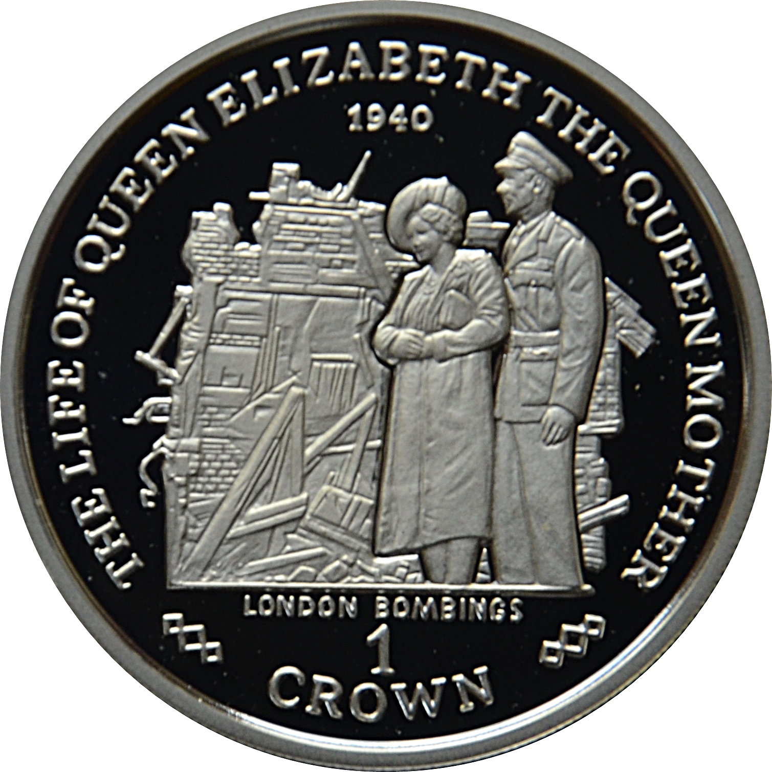 Gibraltar 1 Crown - Elizabeth II London Bombings; Silver Proof