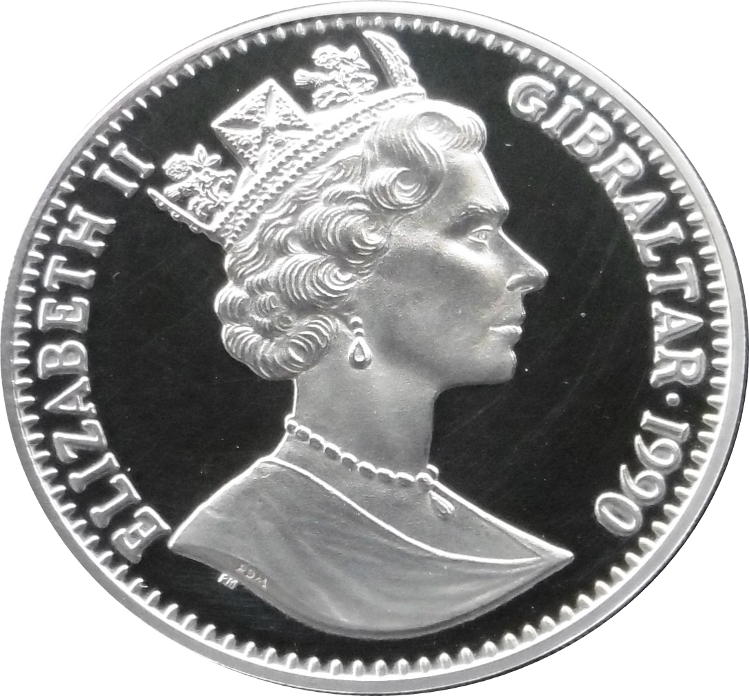 Gibraltar 1 Crown - Elizabeth II World Cup - Goalkeeper; Silver Proof obverse