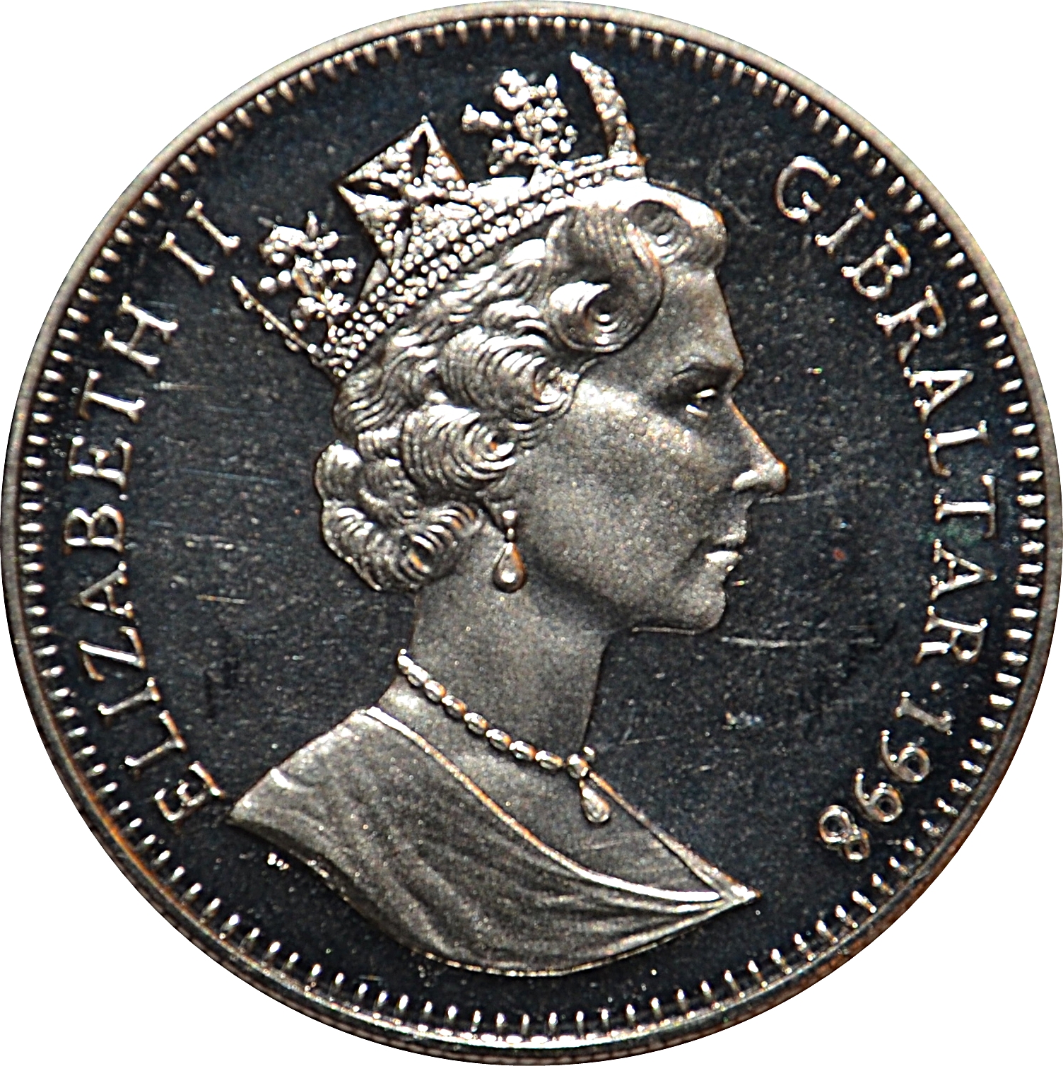 Gibraltar 1 Crown - Elizabeth II Speed skater obverse