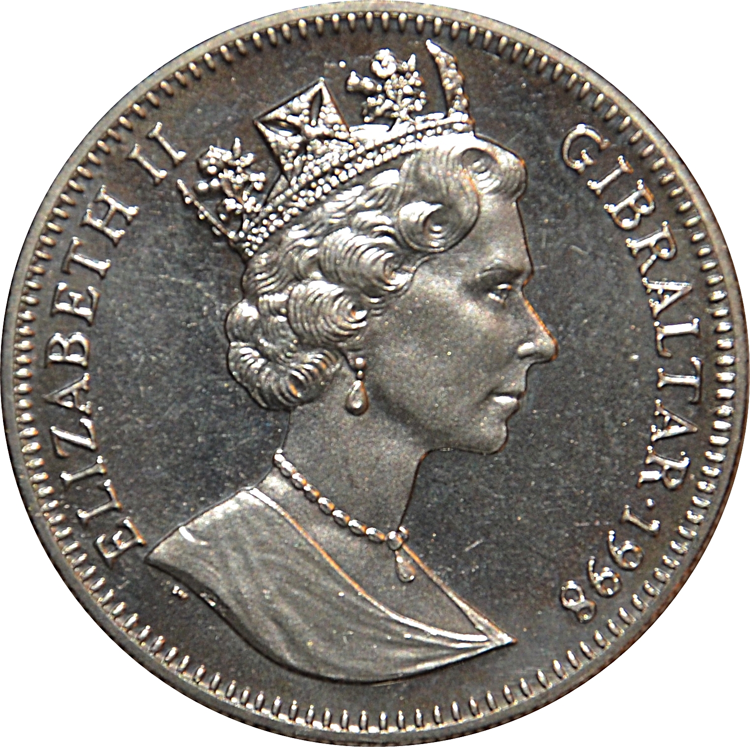 Gibraltar 1 Crown - Elizabeth II Ski jumper obverse