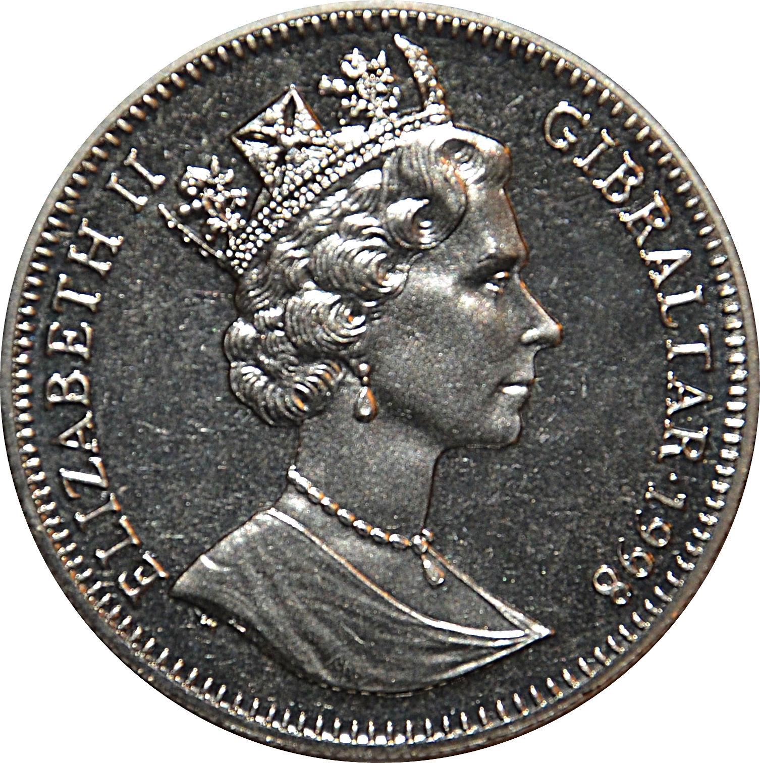 Gibraltar 1 Crown - Elizabeth II Cross-country skiers obverse