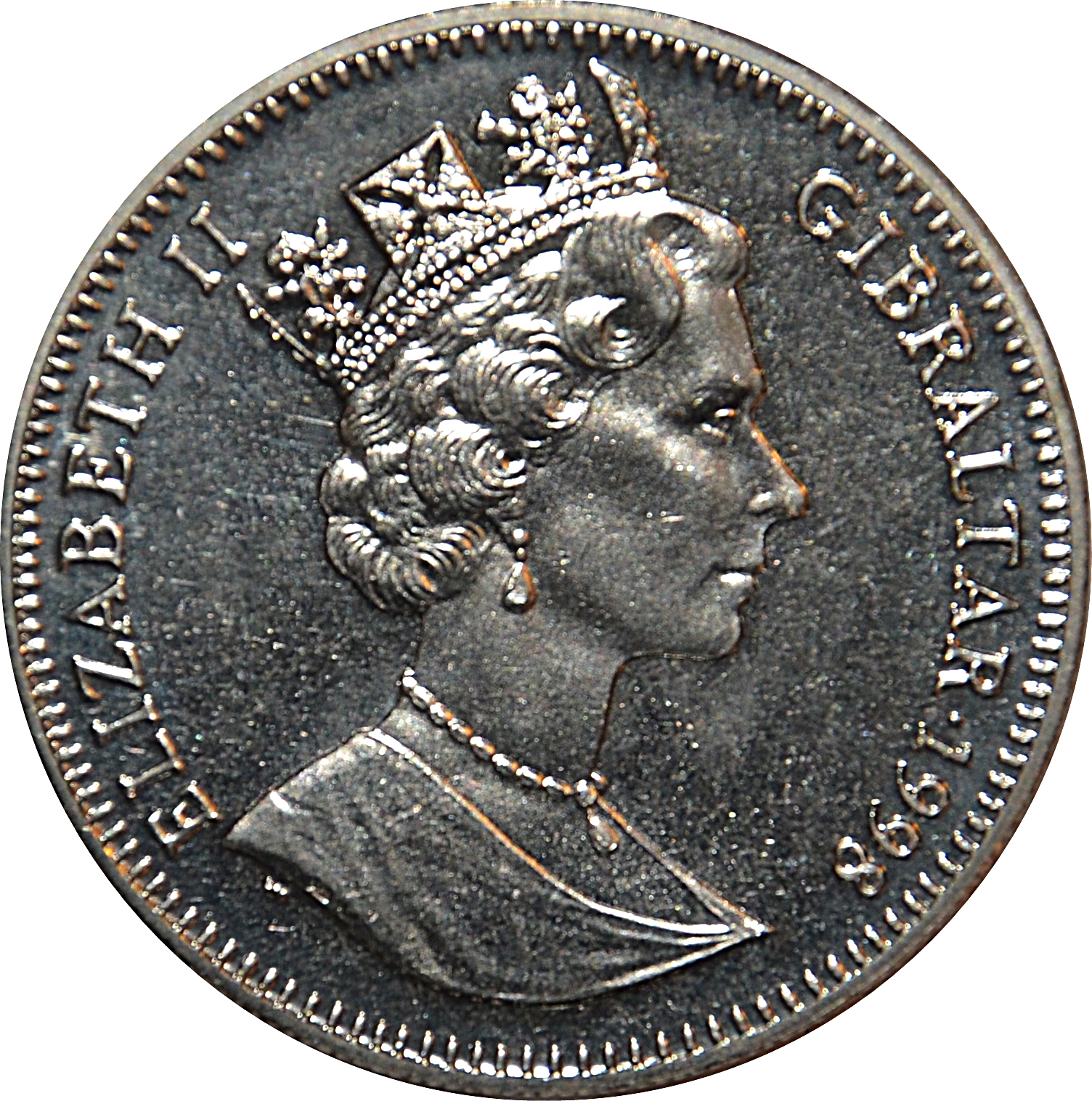 Gibraltar 1 Crown - Elizabeth II Slalom skier obverse