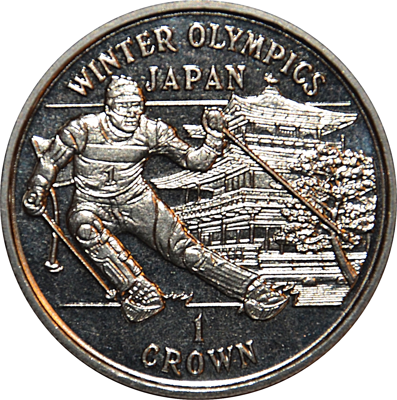 Gibraltar 1 Crown - Elizabeth II Slalom skier reverse