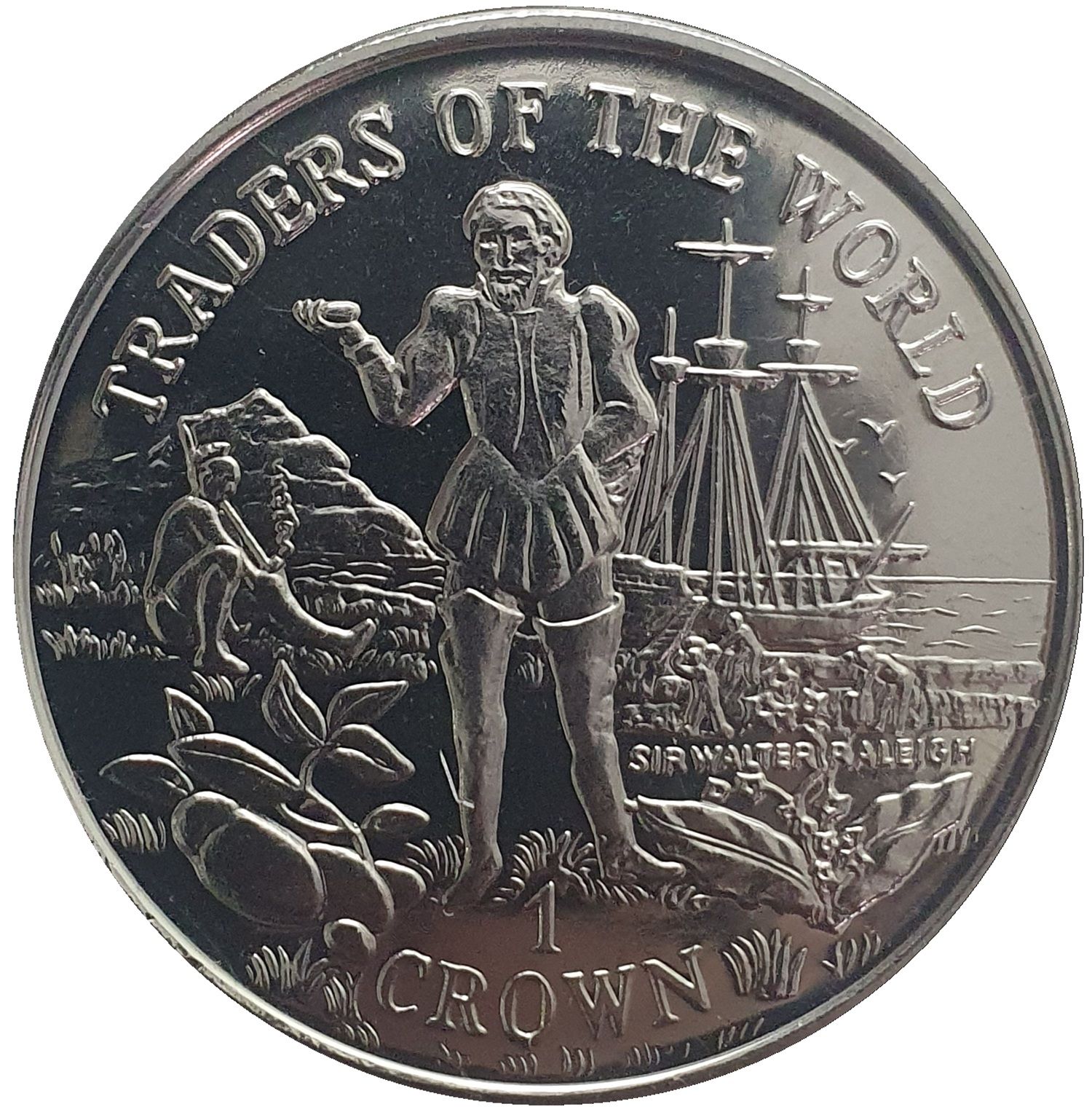 Gibraltar 1 Crown - Elizabeth II Sir Walter Raleigh reverse