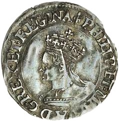 ½ Groat - Philip and Mary obverse