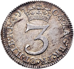 3 Pence - Anne 1st and 2nd busts; incl. Maundy