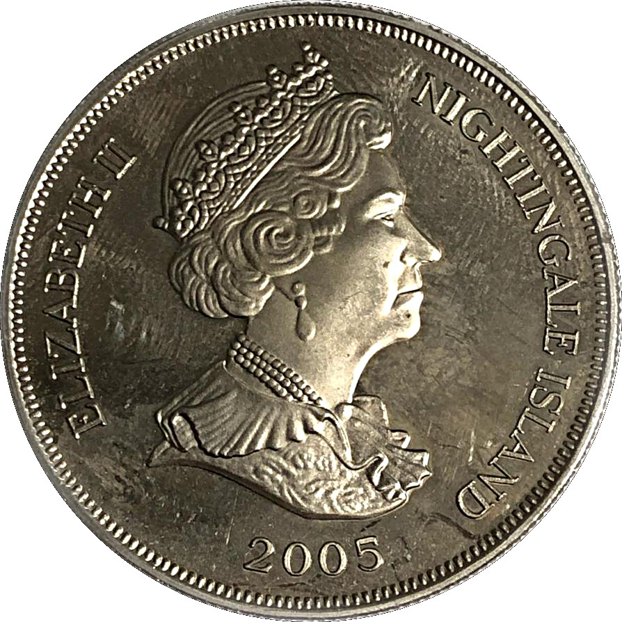 Nightingale Island 1 Crown - Elizabeth II The Queen Mother, young girl obverse