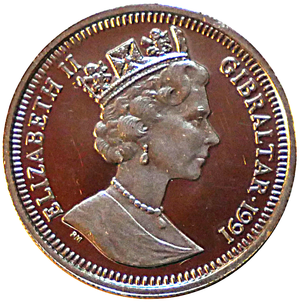 Gibraltar ⅕ Crown - Elizabeth II Long Distance Runners; Platinum Proof obverse