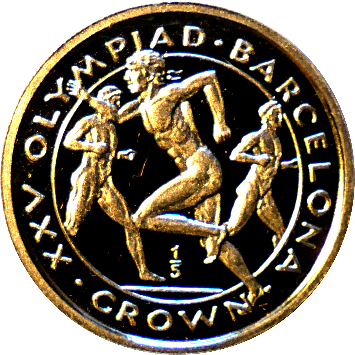 Gibraltar ⅕ Crown - Elizabeth II Long Distance Runners; Platinum Proof reverse