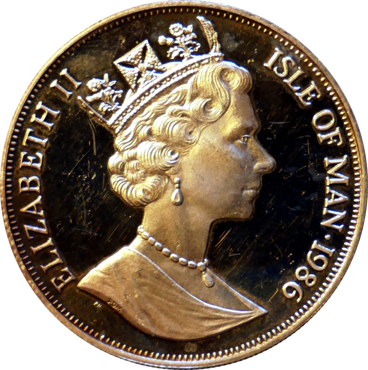 Isle of Man 1 Crown - Elizabeth II World Cup Mexico - 2 Players on Football obverse